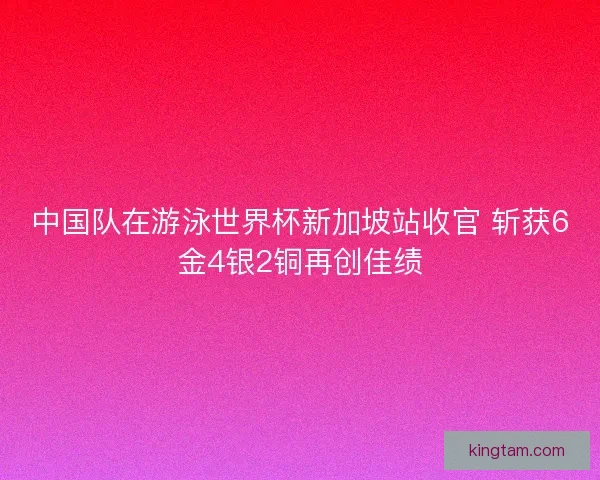 中国队在游泳世界杯新加坡站收官 斩获6金4银2铜再创佳绩